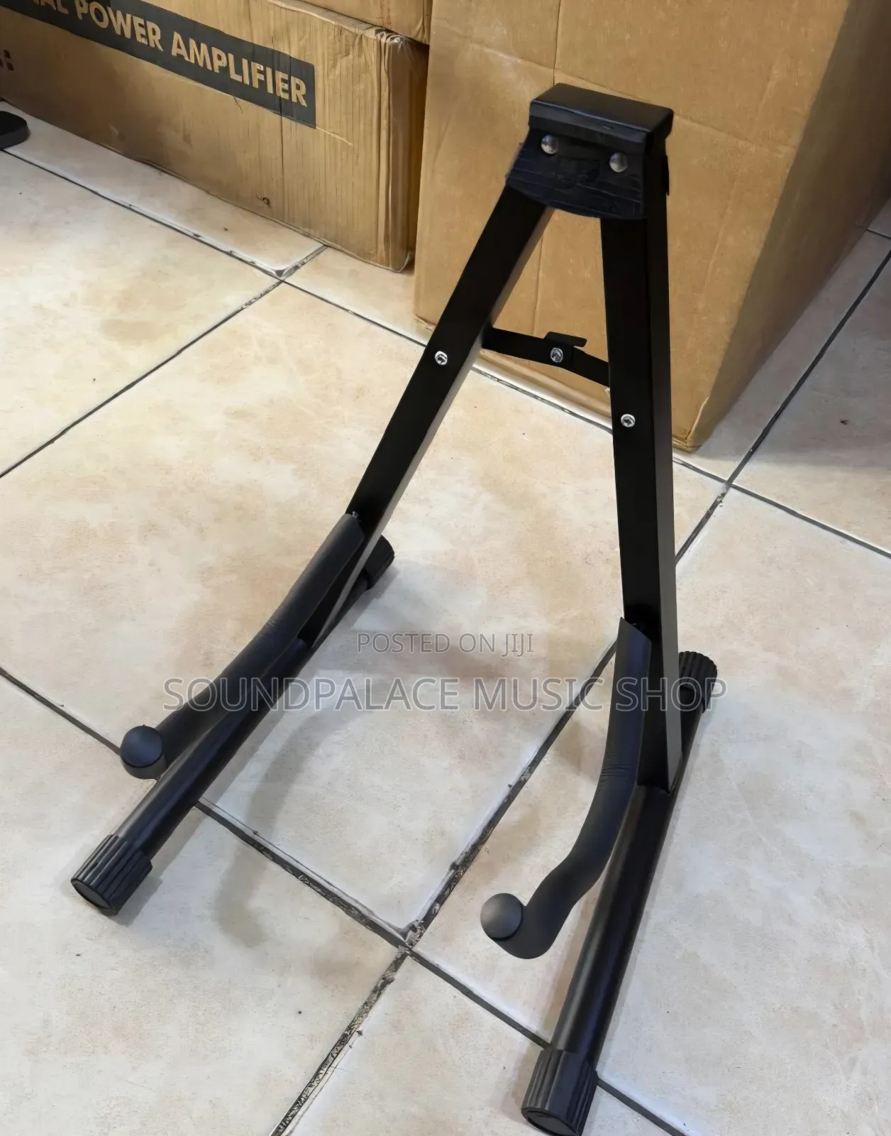 Foldable a-Frame Guitar Stand Made of Black Metal