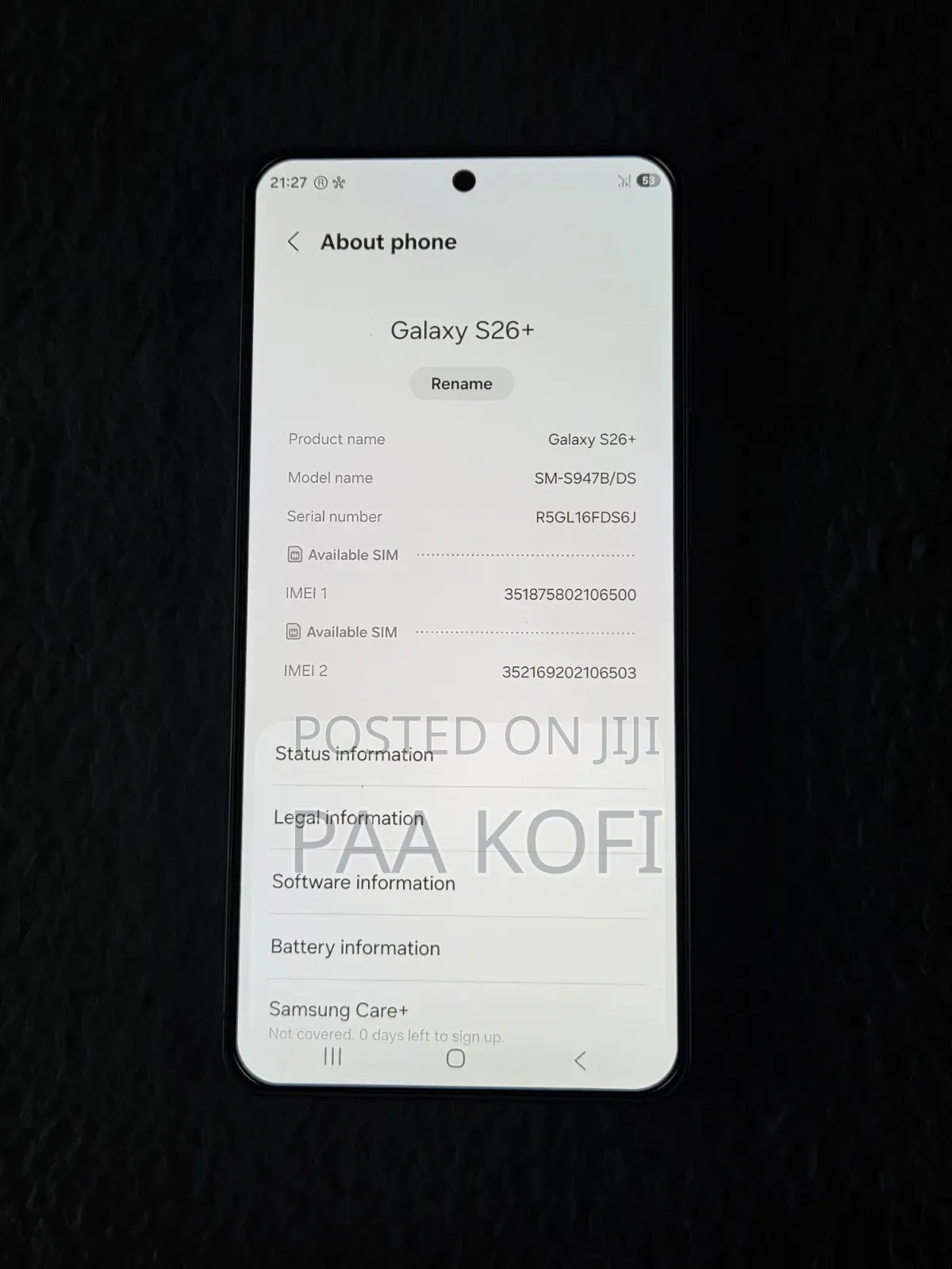 New Samsung Galaxy S26+ 256 GB White