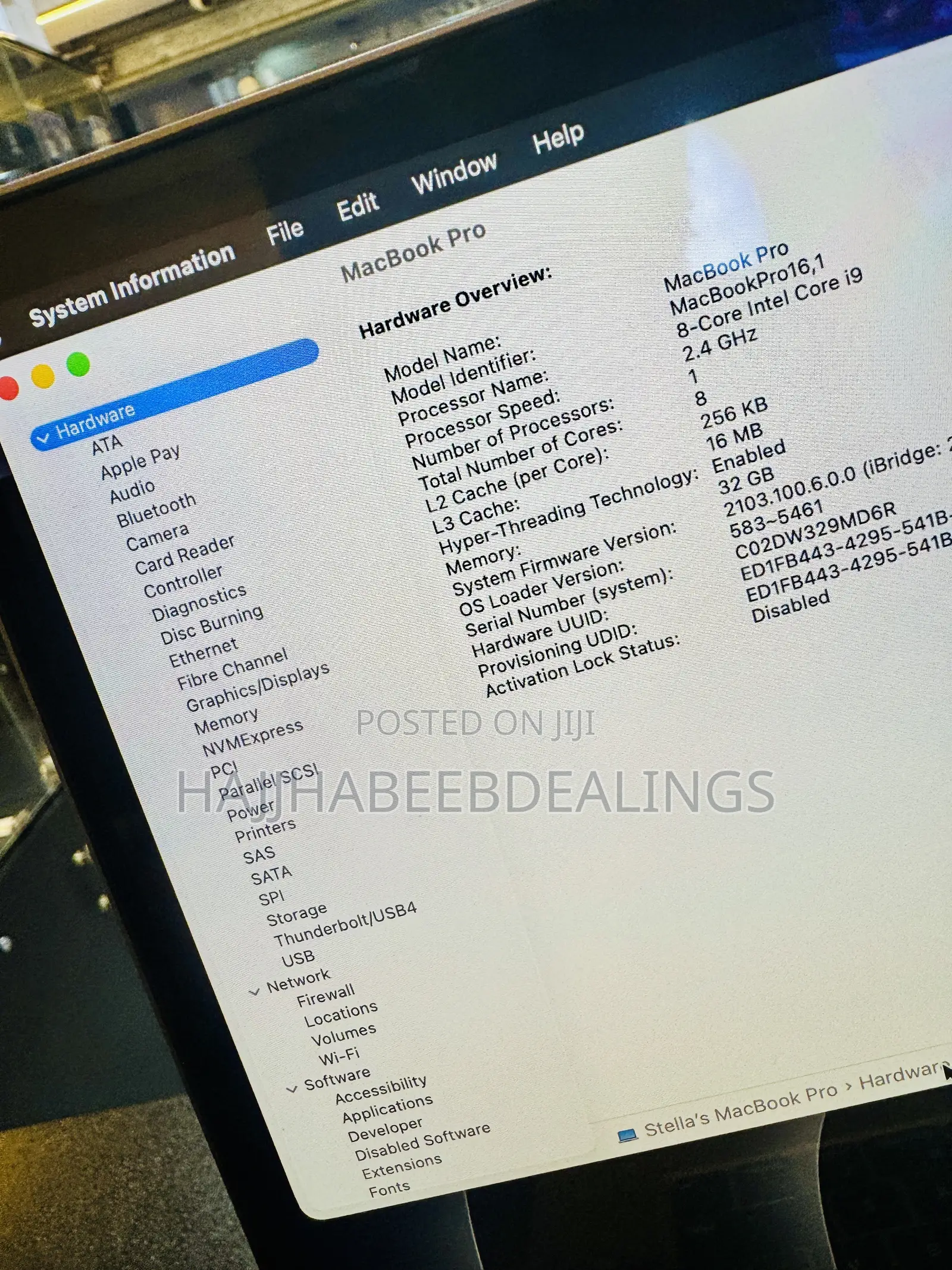 Laptop Apple MacBook Pro 2019 32GB Intel Core i9 SSD 512GB