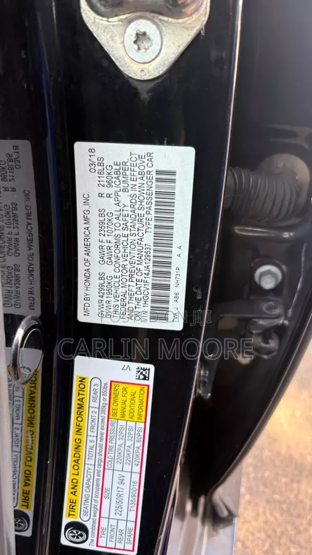 Honda Civic Touring Sedan 2018 Black