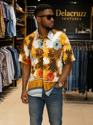 Vintage Crepe African Print Shirts for Men and Women