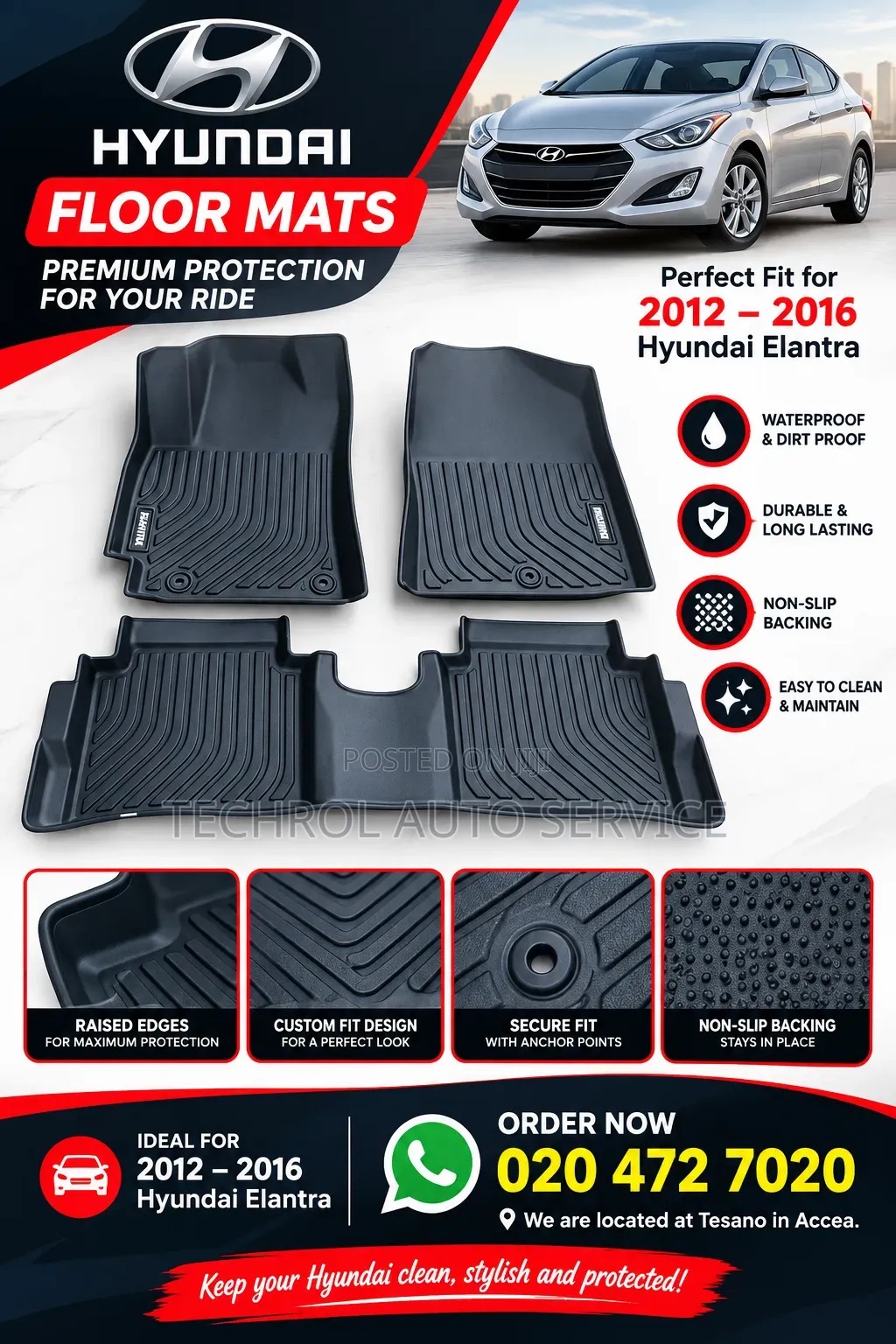 Hyundai Elantra 2012 to 2016 Custom Made Floor Mat