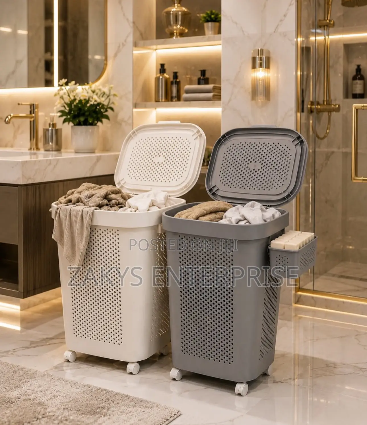 Laundry Basket With Wheels Side Basket
