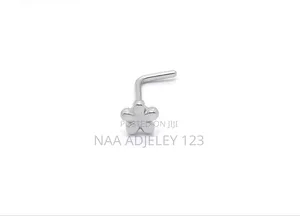 304 Stainless Steel Nose Stud, L-Shaped Flower Motifs, Nose Piercings