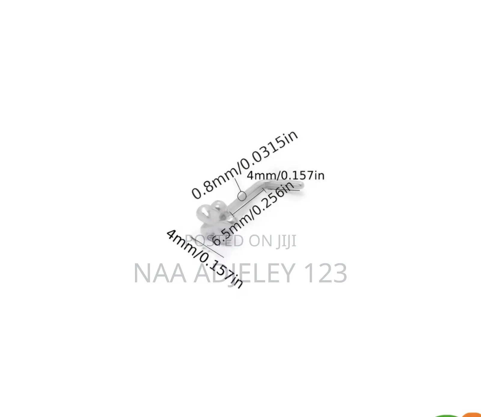 304 Stainless Steel Nose Stud, L-Shaped Flower Motifs, Nose Piercings