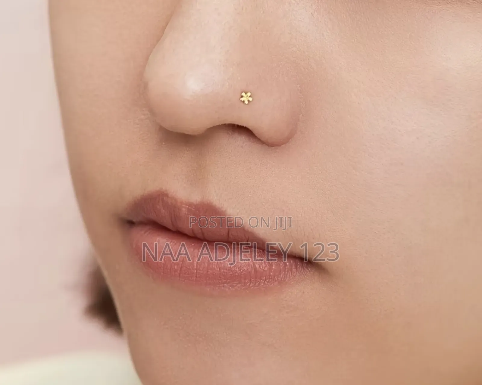 304 Stainless Steel Nose Stud, L-Shaped Flower Motifs, Nose Piercings