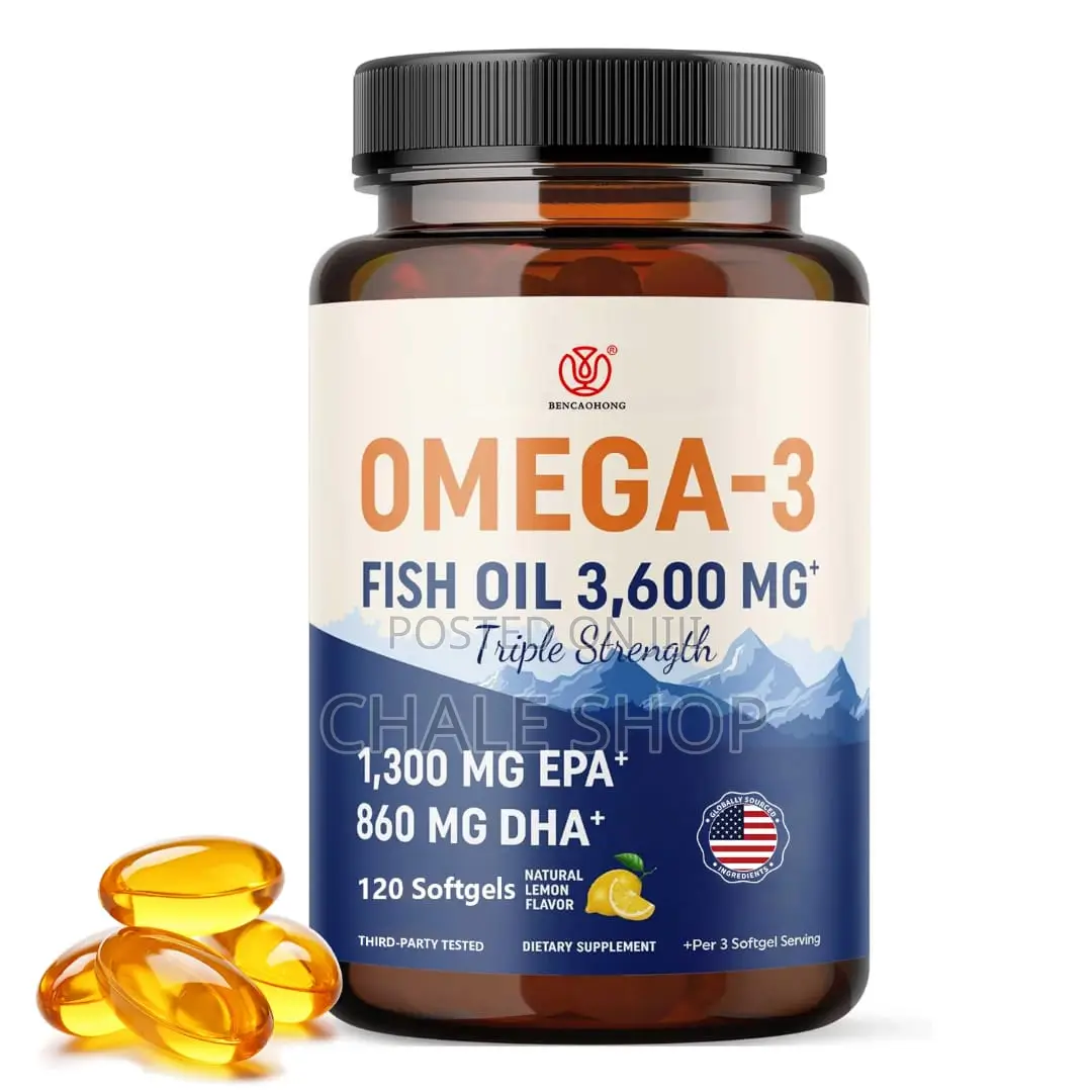 (High EPA/DHA) Omega-3 Fish Oil 3600mg – 120 Lemon Softgels