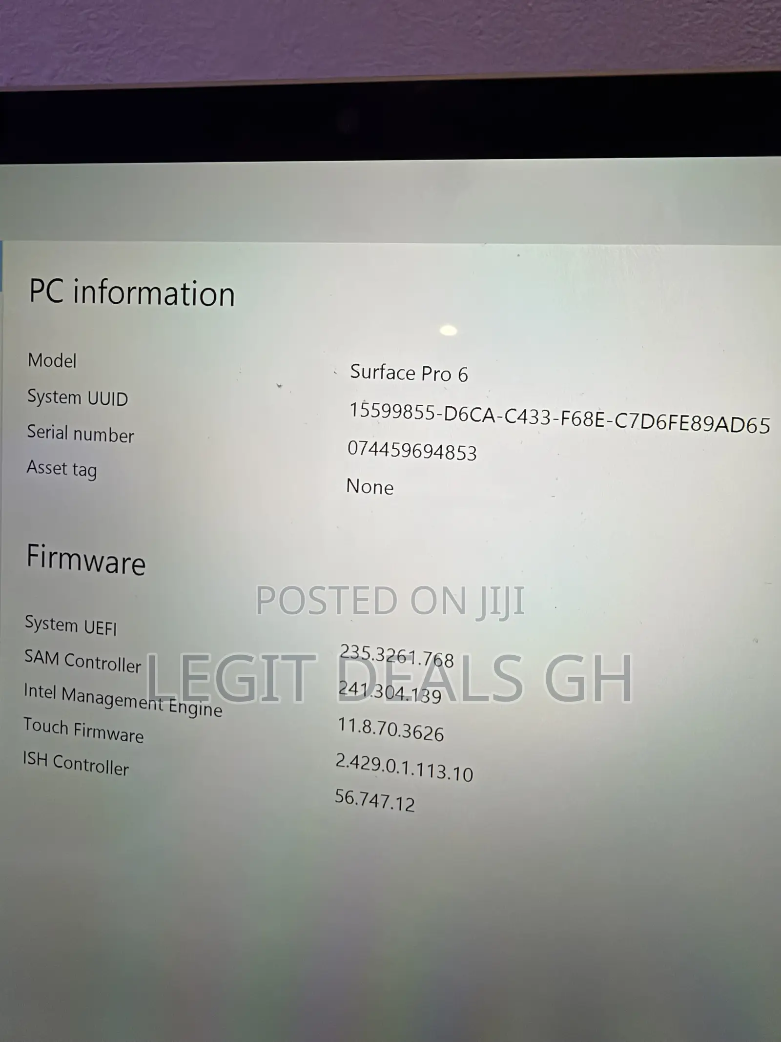 Laptop Microsoft Surface Pro 6 8GB Intel Core i5 SSD 256GB