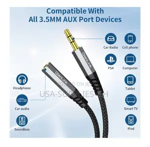 QianLink 3.5mm Audio Extension Cable 6.6ft M to F Aux Adapter From Usa