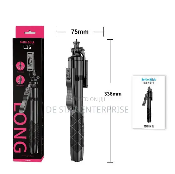 L16 Long Selfie Stick With Tripod Stand and Bluetooth Selfie