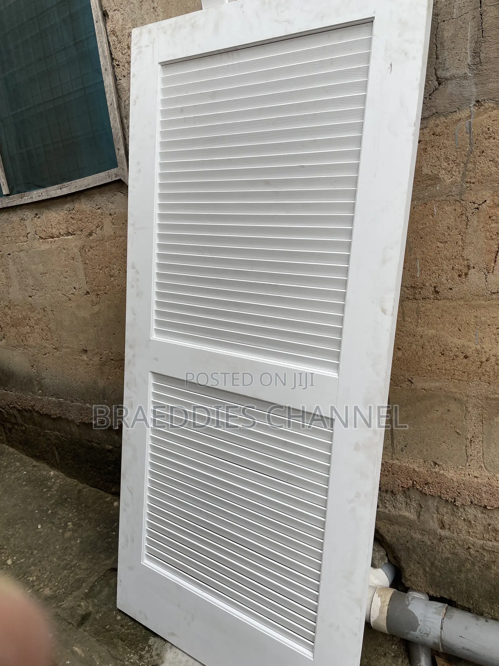 White Louvered Wooden Door — Brand New