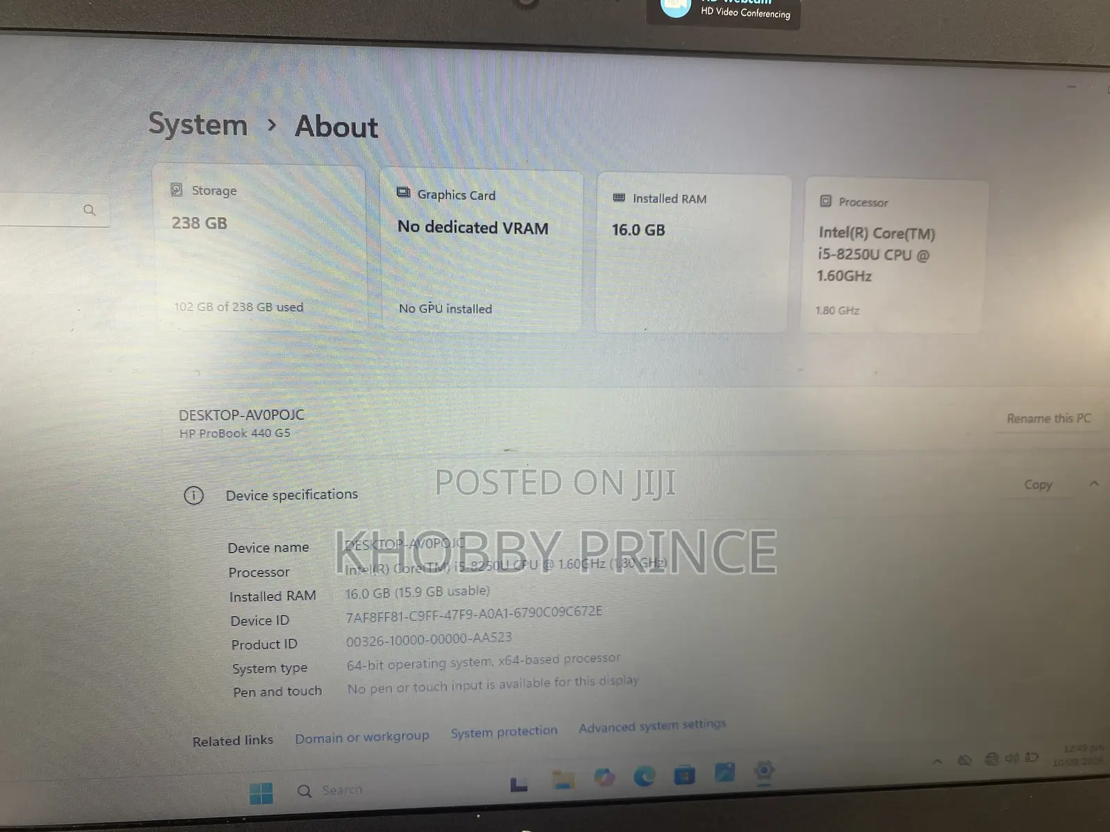 Laptop HP ProBook 440 G5 16GB Intel Core i5 HDD+SSD 256GB