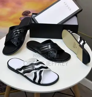 Original Gucci Crossed Slippers in Black/White