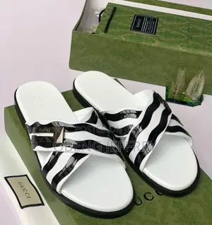Original Gucci Crossed Slippers in Black/White
