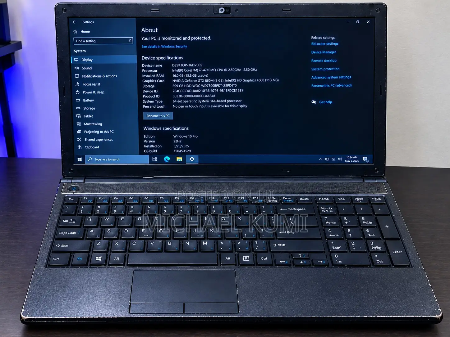 Laptop Sager NP7358 16GB Intel Core i7 HDD 750GB