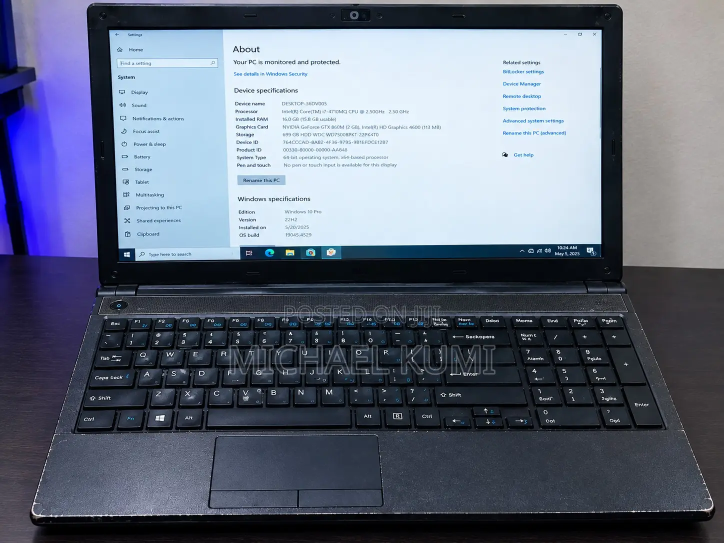 Laptop Sager NP7358 16GB Intel Core i7 HDD 750GB