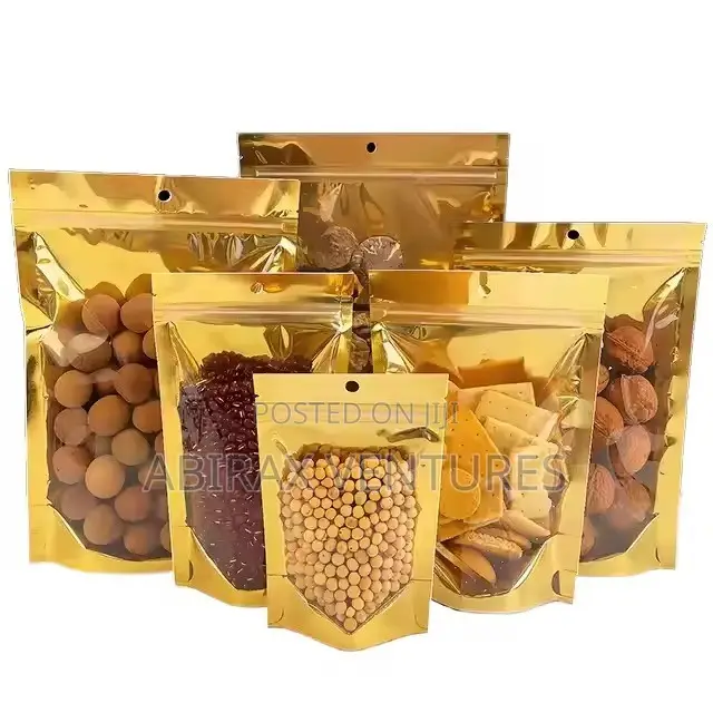 Golden Aluminium Foil Ziplock Stand-Up Pouches- 50pcs