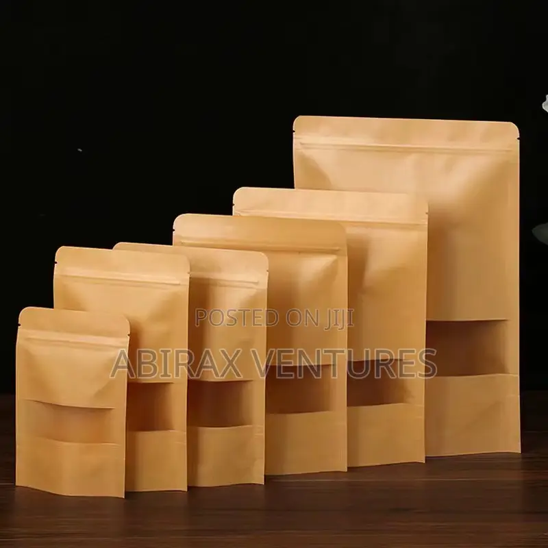 Brown and White Kraft Paper Pouch 100pcs