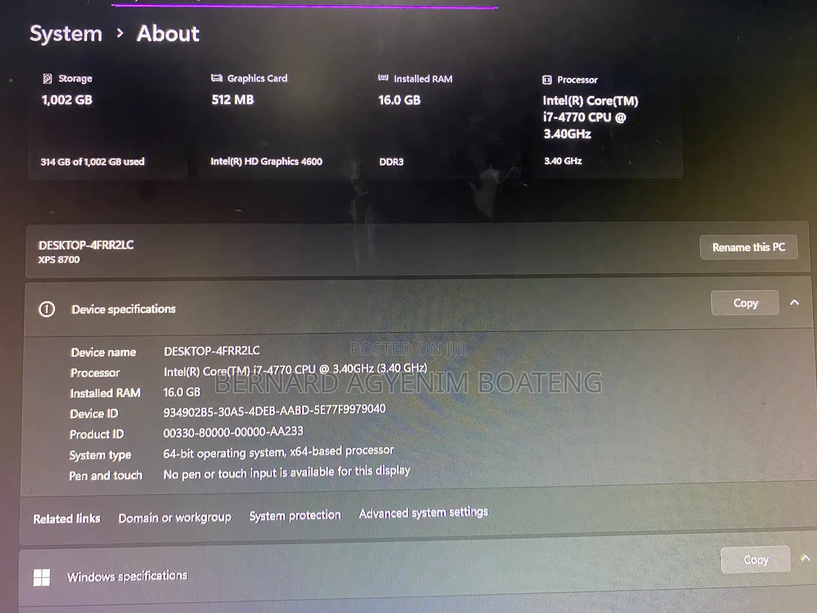 Desktop Computer Dell XPS 16GB Intel Core i7 HDD+SSD 750GB