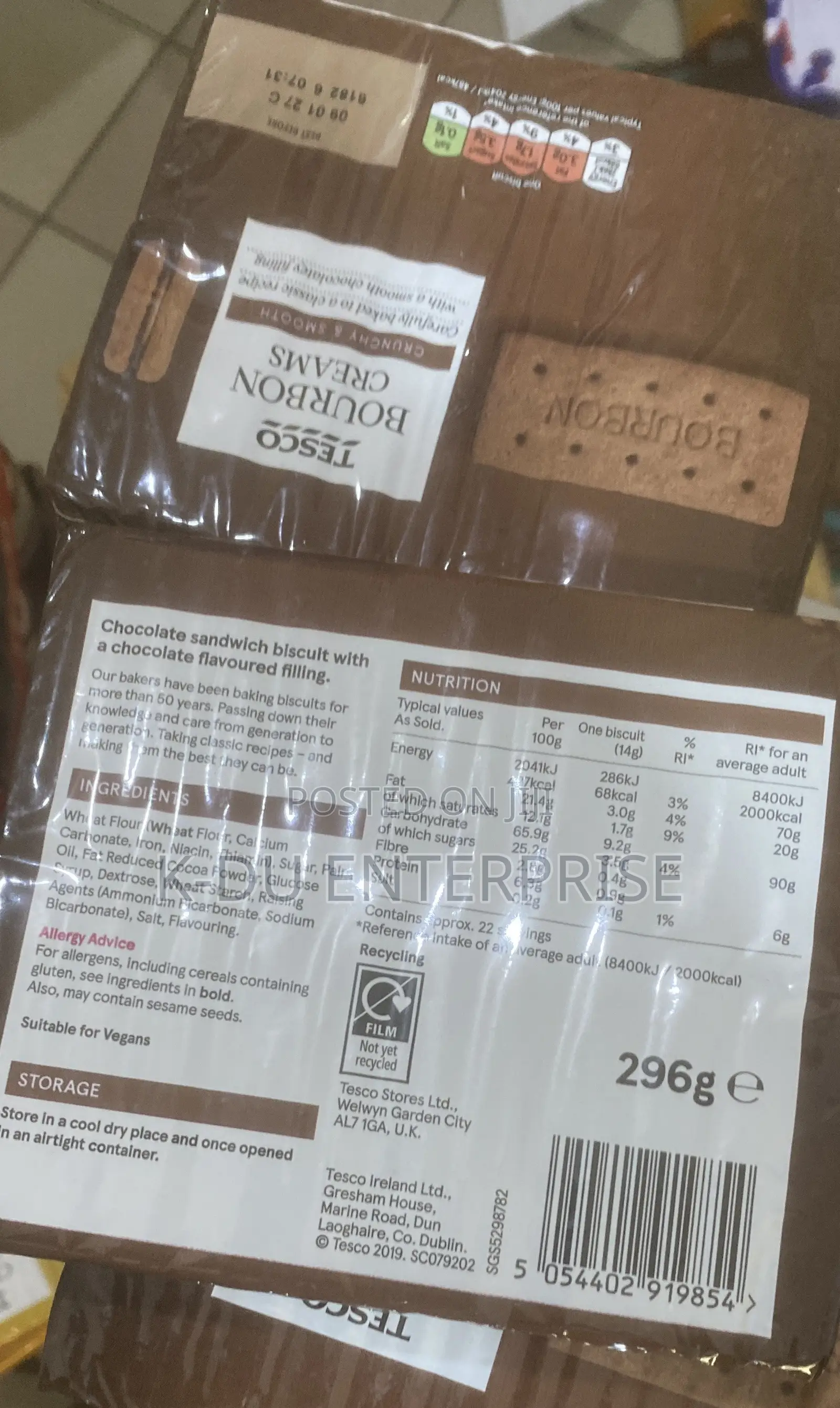 Tesco Bourbon Biscuits 296g