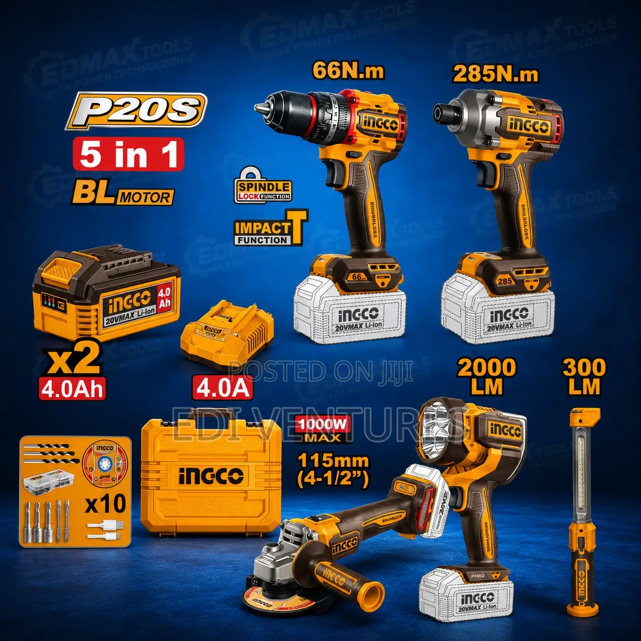 INGCO 5 PCS Cordless Industrial Combo Kit - CKLI20595