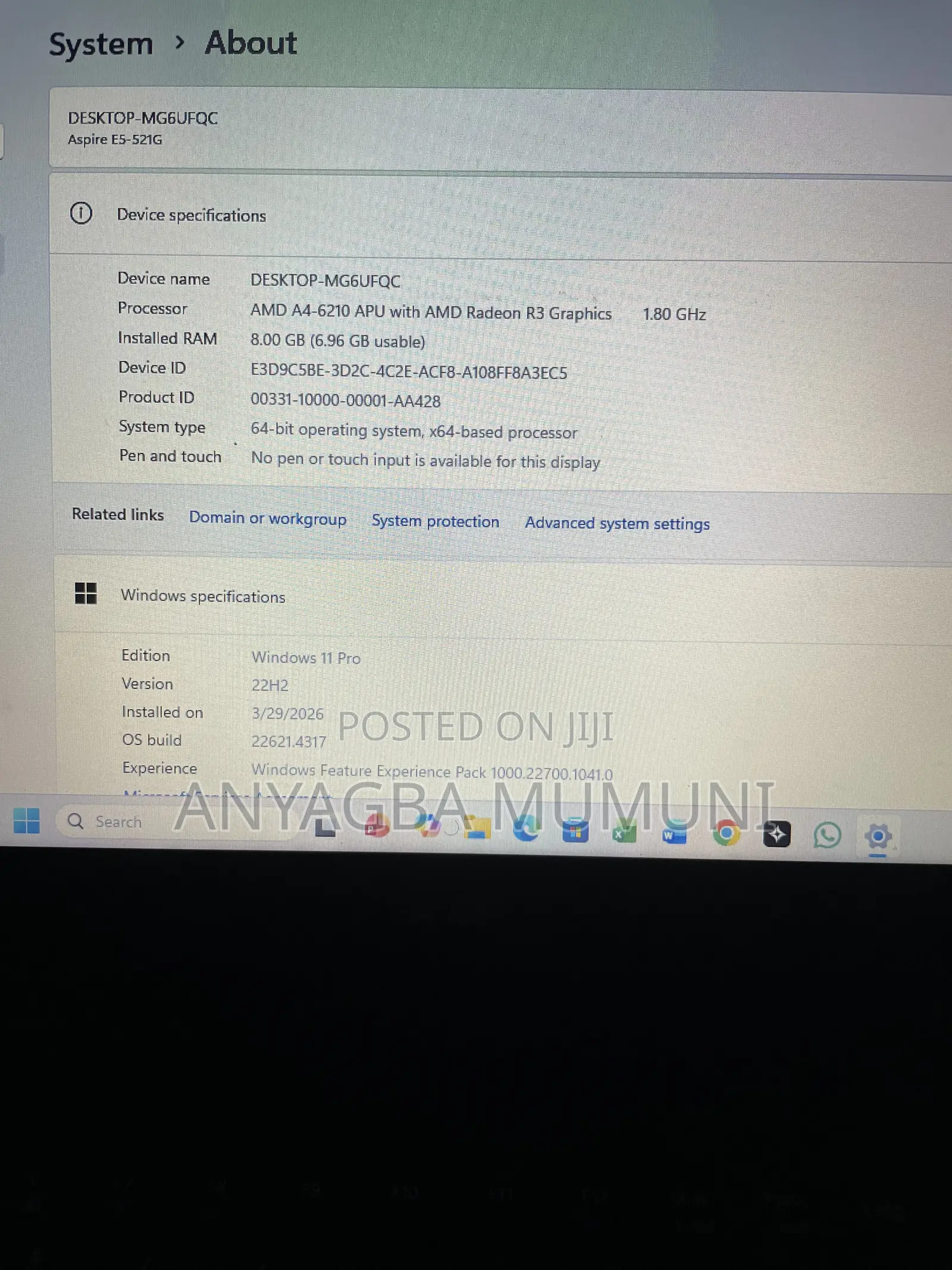 Laptop Acer Aspire 5 8GB AMD Ryzen 5 HDD 512GB