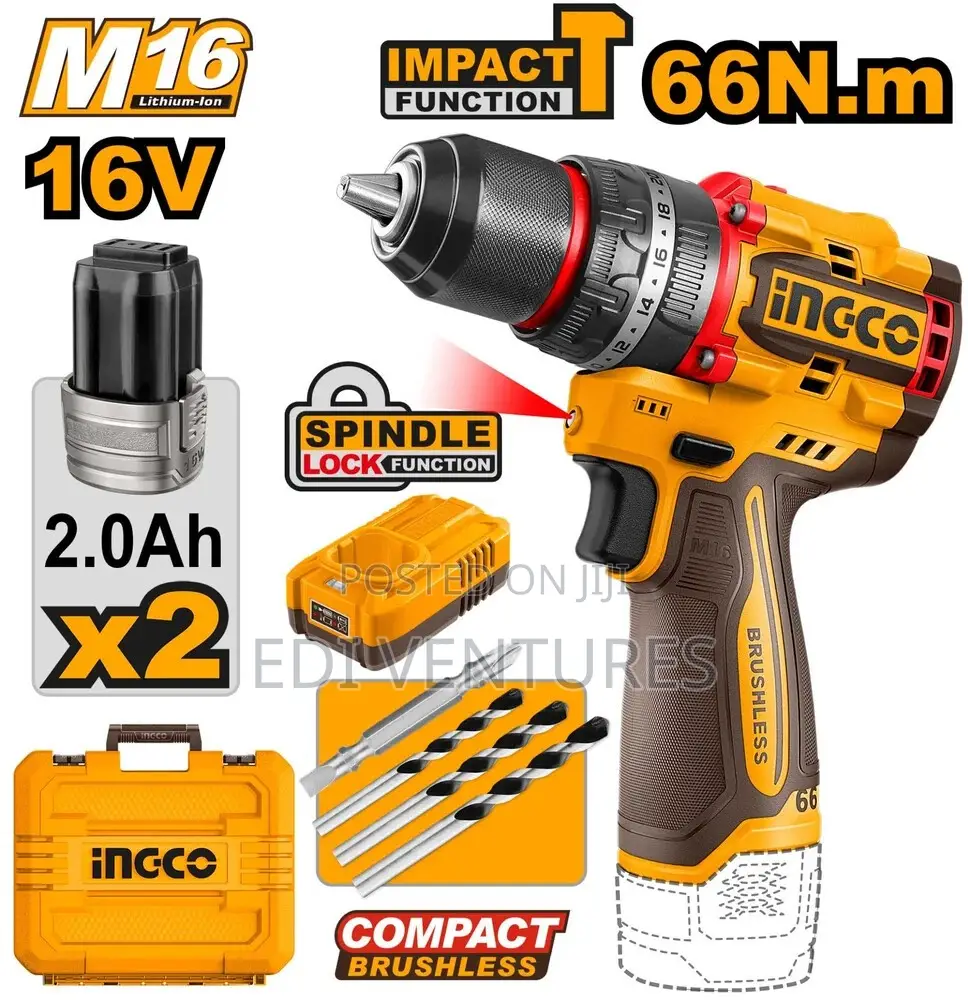 Ingco Compact Brushless Cordless Impact Drill – CIDLI166062