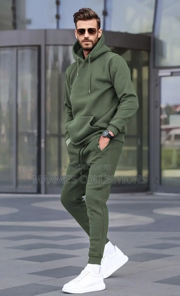 Men’s Plain Hoodie Top Down Set | Casual Tracksuit