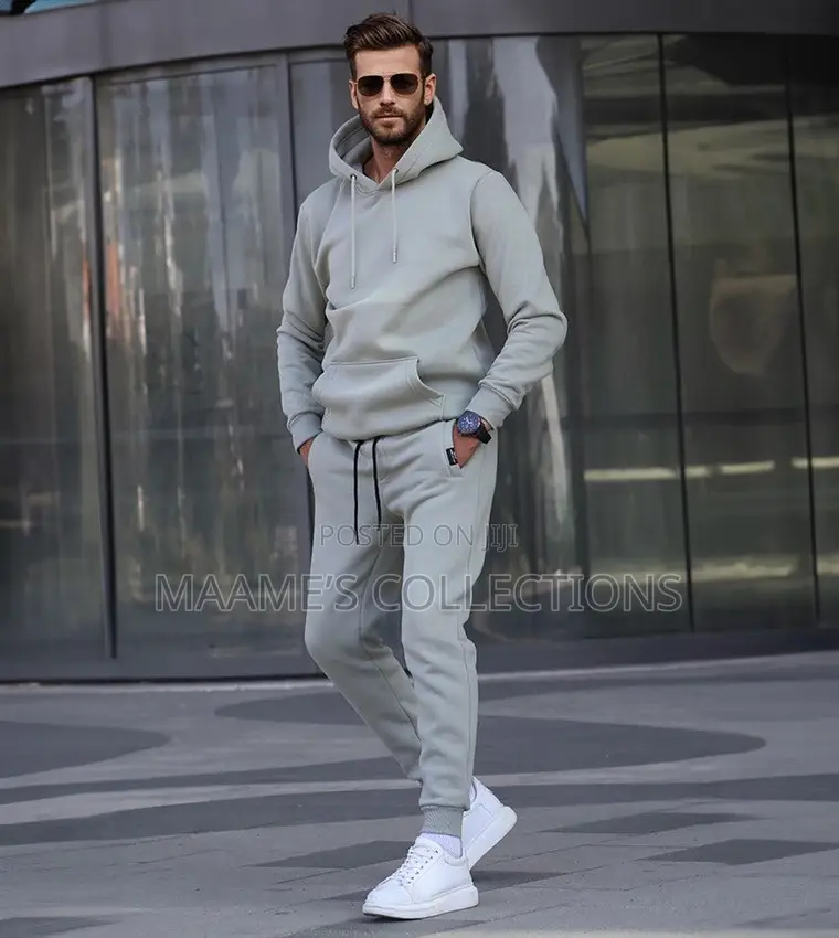 Men’s Plain Hoodie Top Down Set | Casual Tracksuit