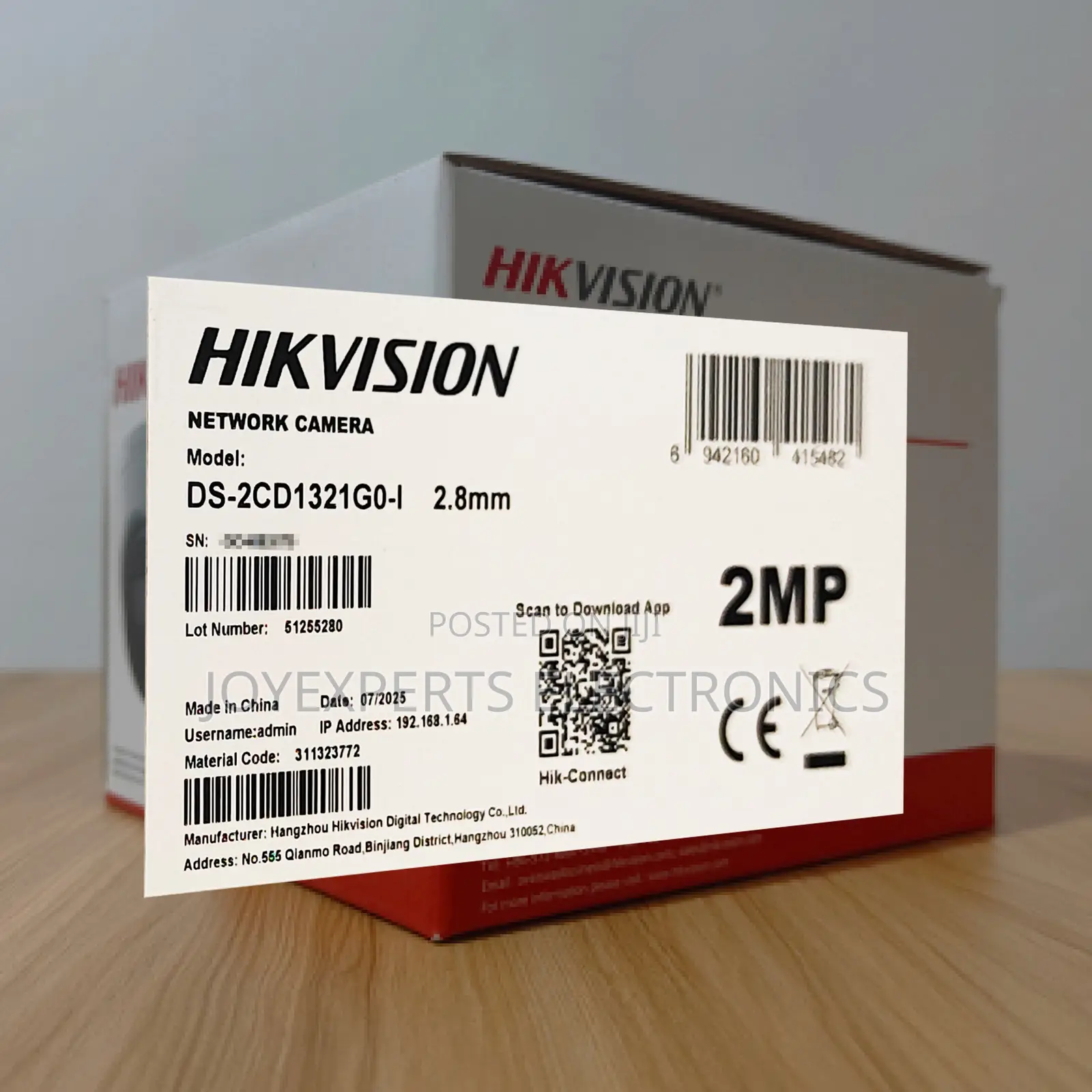 Hikvision 2MP Fixed Turret IP Camera (DS-2CD1321G0-I)