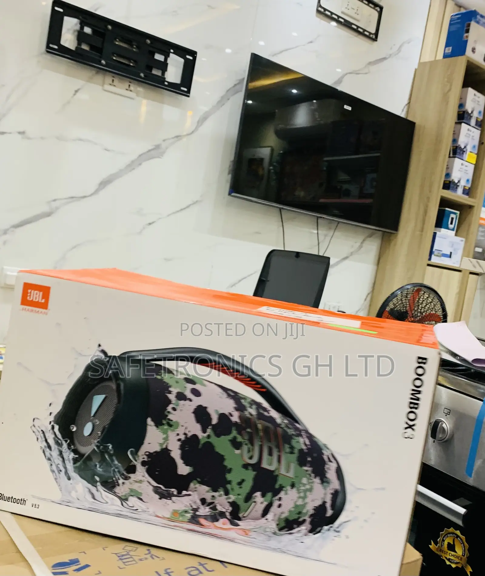 Powerful Clear JBL Black Bluetooth Boombox 3 Speaker