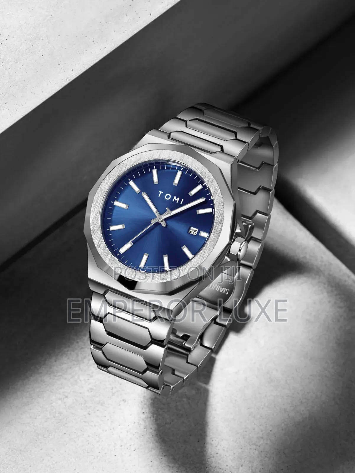 Men’s Luxury Stainless Steel Watch – Blue Dial | TOMI