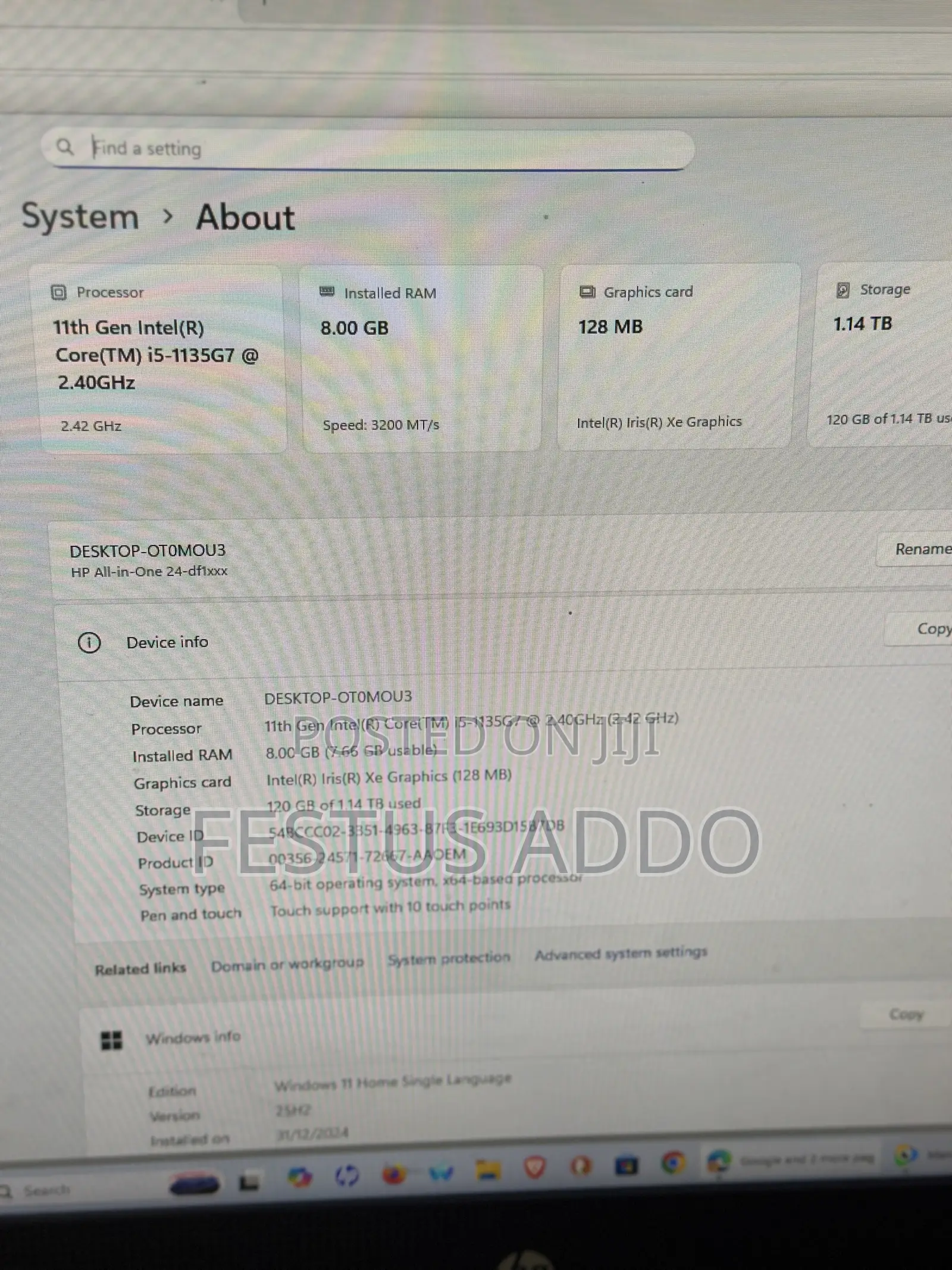 Desktop Computer HP 400 G7 8GB Intel Core i5 HDD+SSD 1T