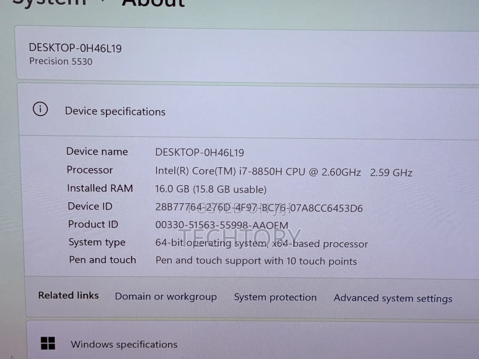 Laptop Dell Precision 5530 16GB Intel Core i7 SSD 512GB