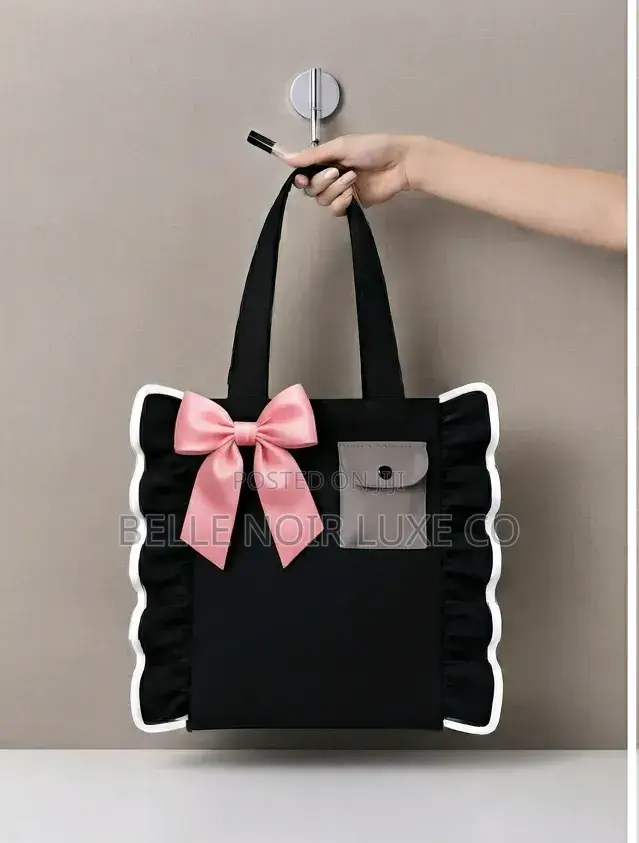Ruffle Bow Tote Bag | Stylish Ladies Handbag | Belle Noir Luxe Co.