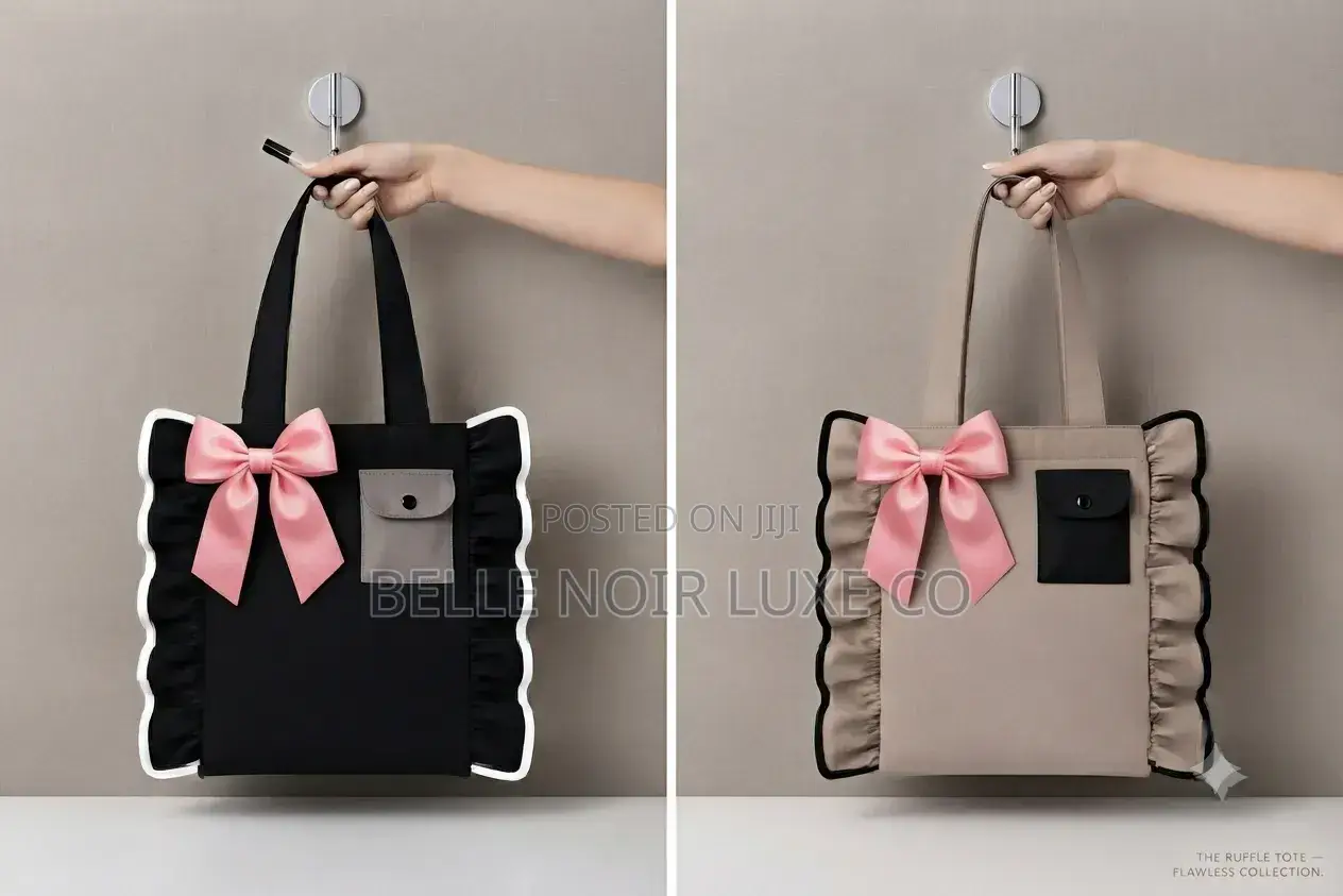 Ruffle Bow Tote Bag | Stylish Ladies Handbag | Belle Noir Luxe Co.
