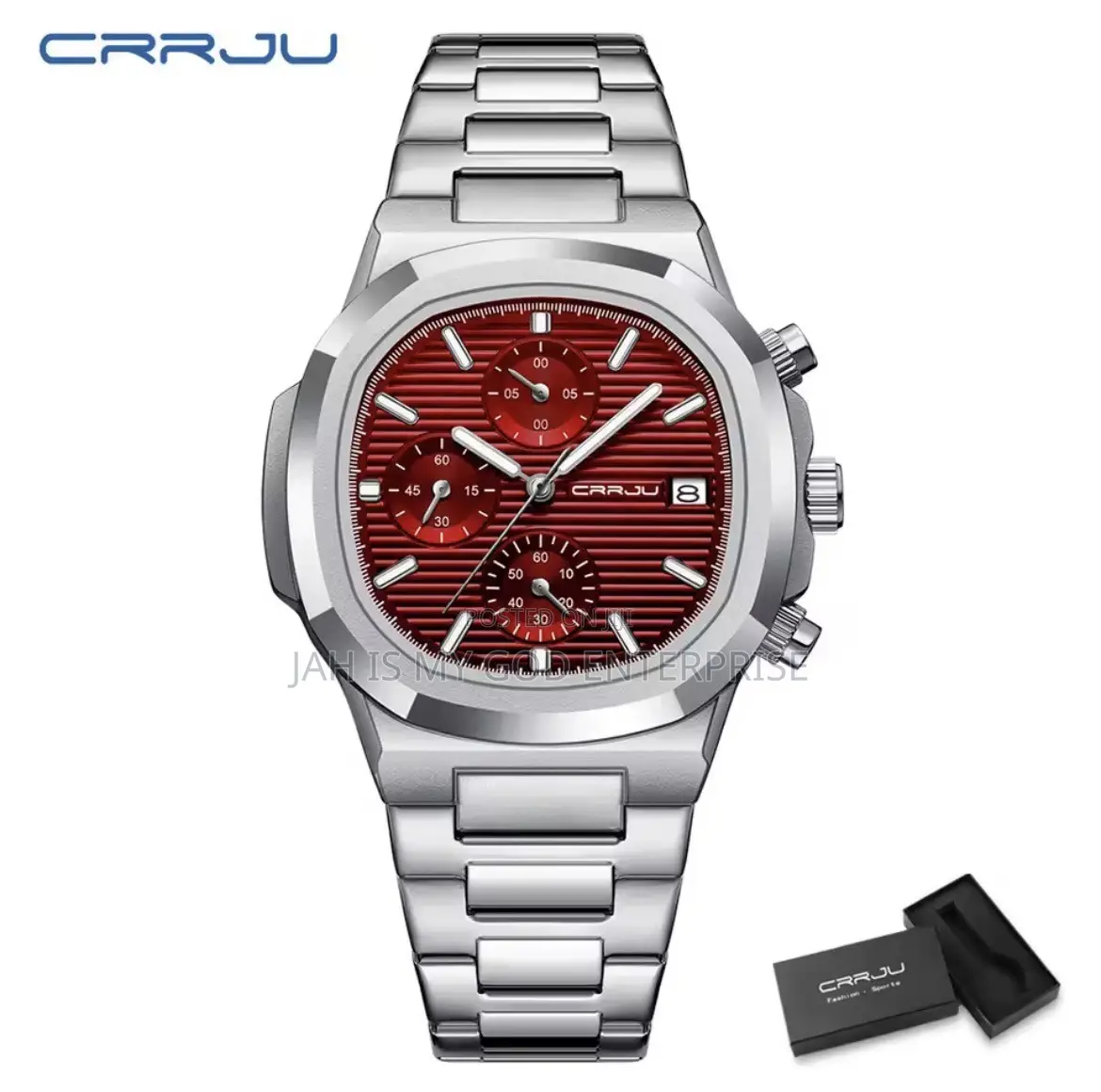CRRJU Business Waterproof Stainless Steel Square Quartz Men Watch