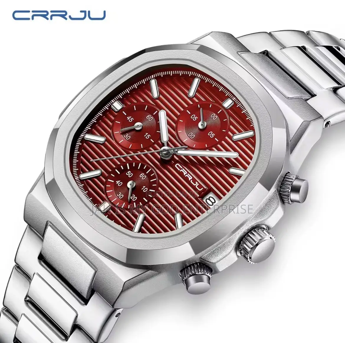 CRRJU Business Waterproof Stainless Steel Square Quartz Men Watch