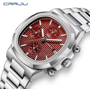 CRRJU Business Waterproof Stainless Steel Square Quartz Men Watch