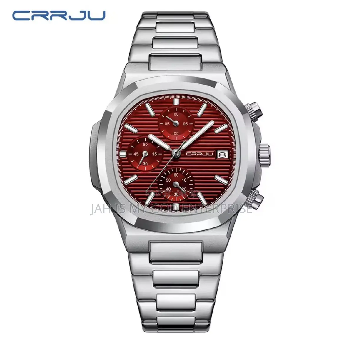CRRJU Business Waterproof Stainless Steel Square Quartz Men Watch