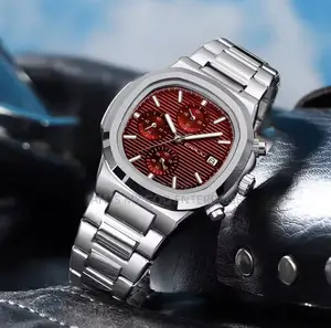 CRRJU Business Waterproof Stainless Steel Square Quartz Men Watch