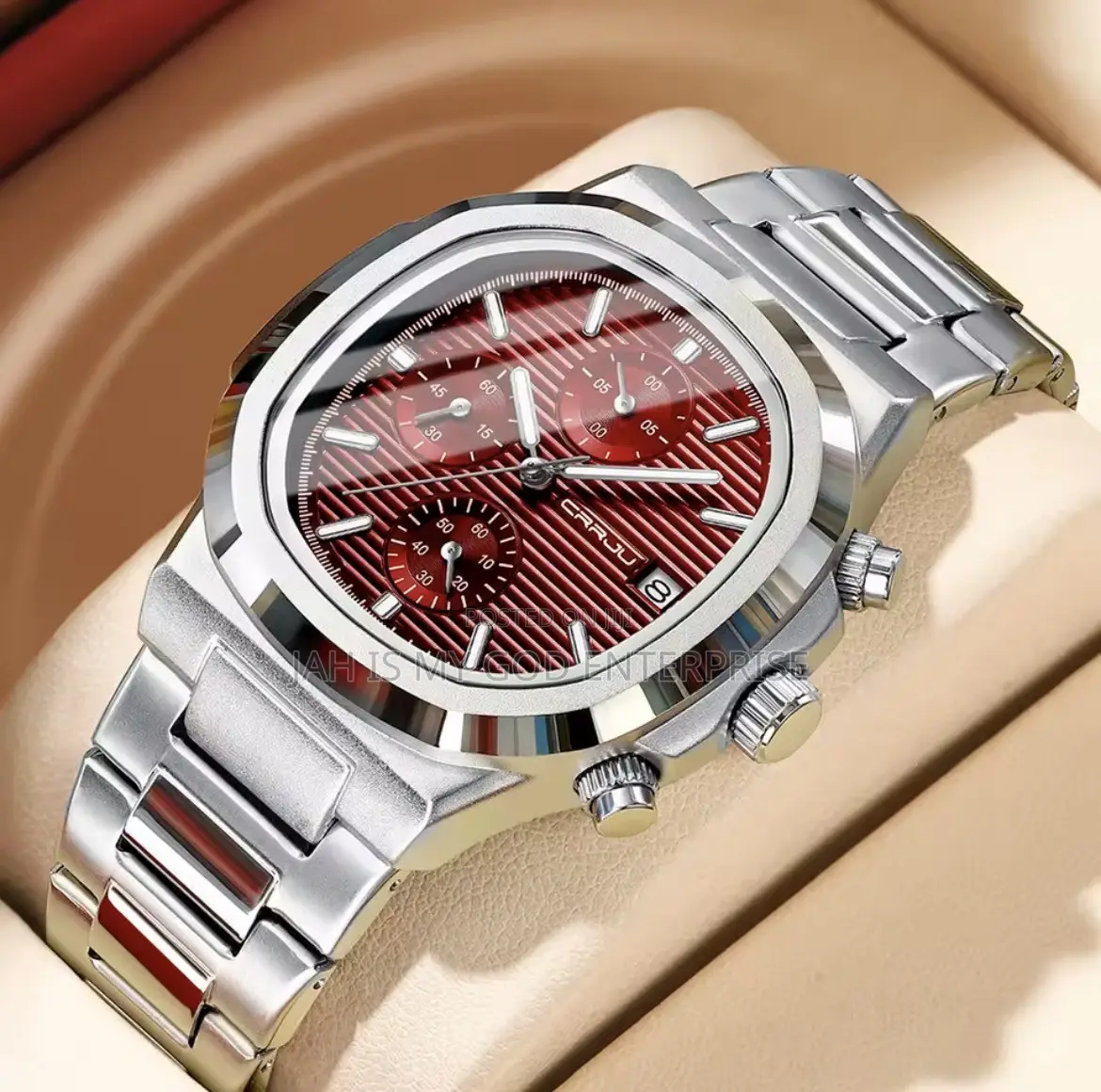 CRRJU Business Waterproof Stainless Steel Square Quartz Men Watch