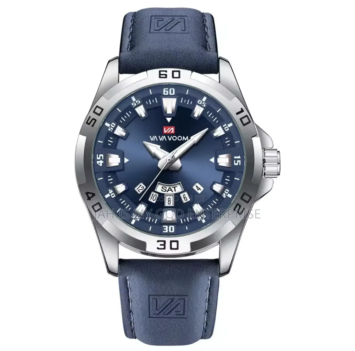VA VA VOOM 2583 Leather Men Business Waterproof Black Watch for Men