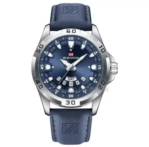 VA VA VOOM 2583 Leather Men Business Waterproof Black Watch for Men