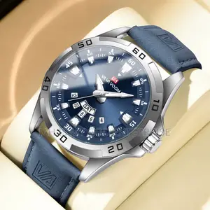 VA VA VOOM 2583 Leather Men Business Waterproof Black Watch for Men