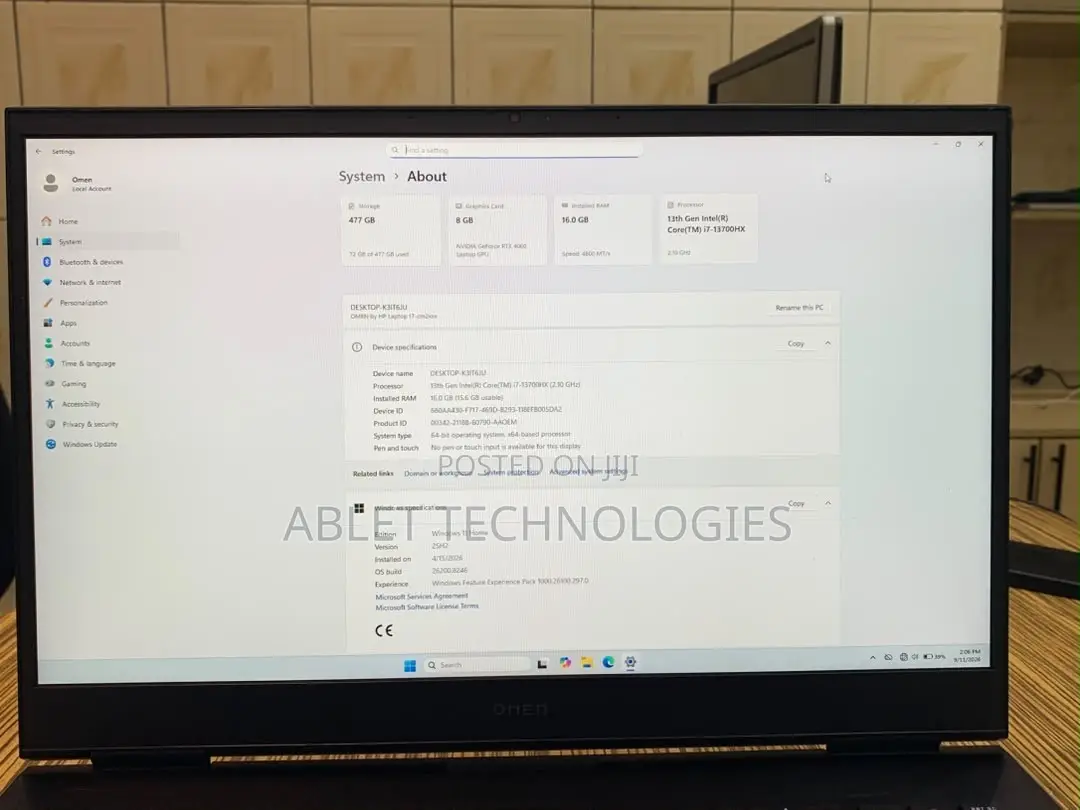 Laptop HP Omen 17 16GB Intel Core i7 SSD 512GB