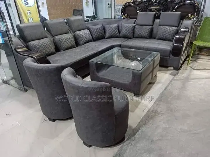 Uxury Charcoal U-Shaped Sectional Sofa Set