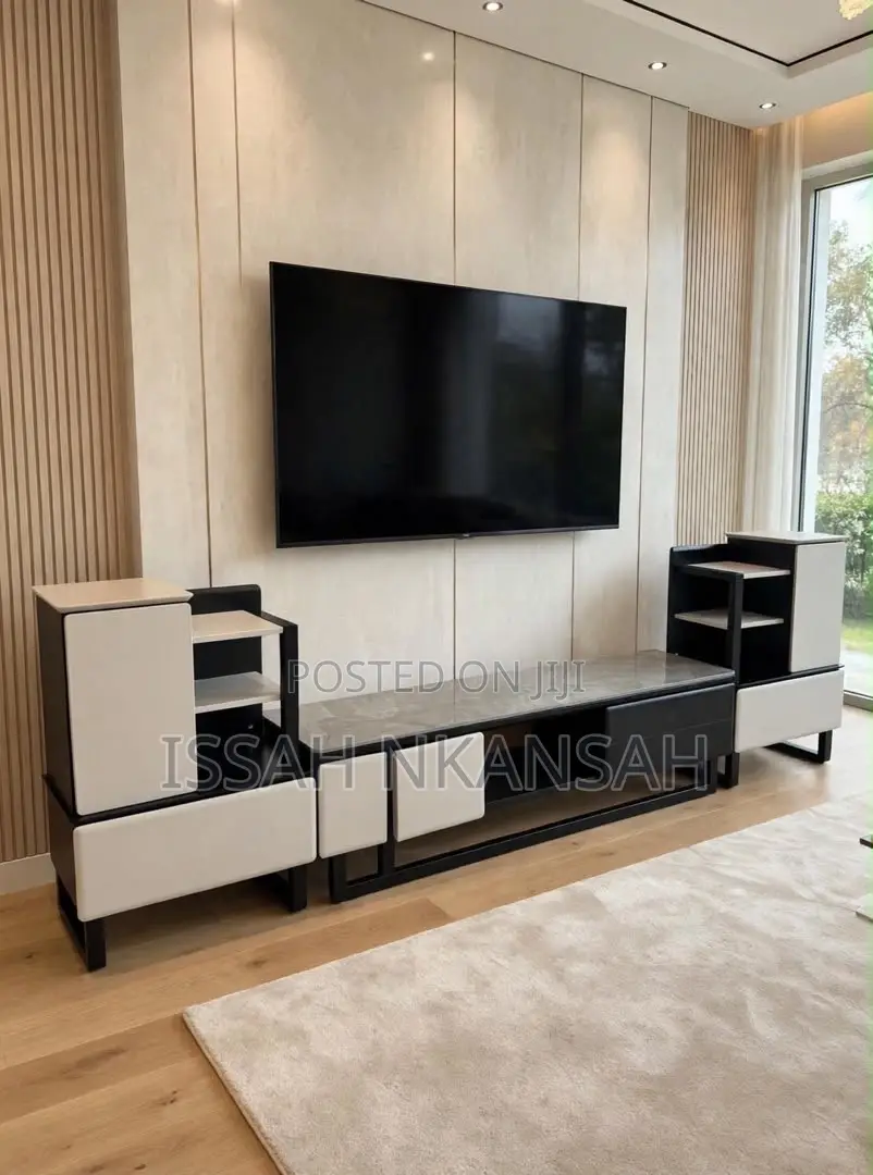 TV STAND With Grey Marble Top Set
