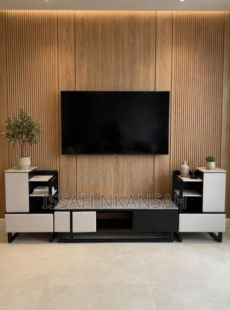 TV STAND With Grey Marble Top Set