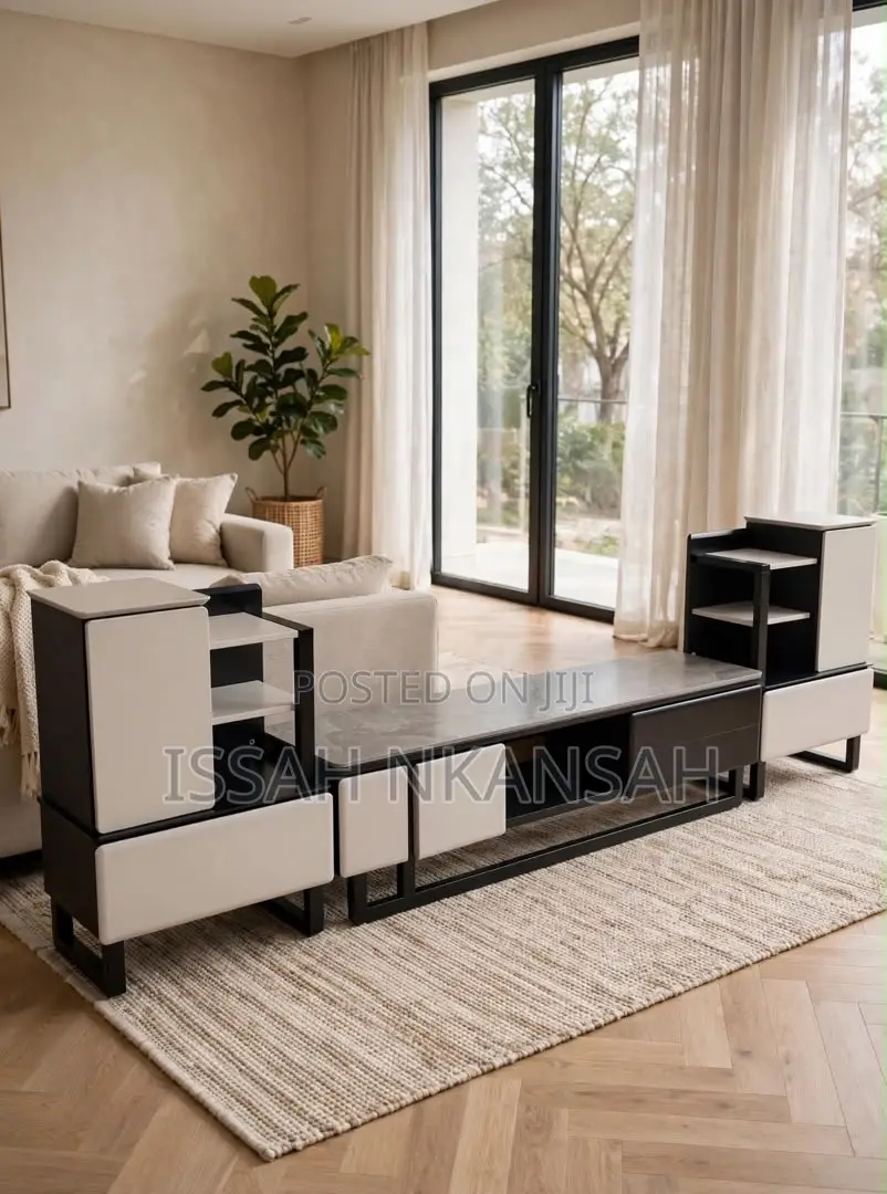 TV STAND With Grey Marble Top Set